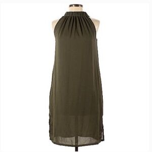 Prologue Olive Green Shift Dress with High Neck
